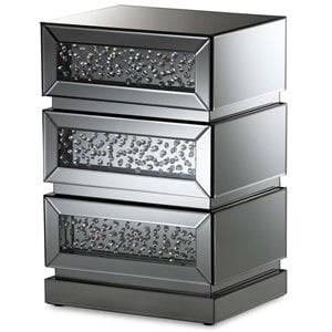 Baxton Studio Sabrina Regency Glamour Style Mirrored 3-Drawer End Table