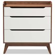 Baxton Studio Brighton 3 Drawer Chest in White and Walnut