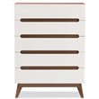 Baxton Studio Calypso 5 Drawer Chest in White and Walnut