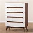 Baxton Studio Calypso 5 Drawer Chest in White and Walnut