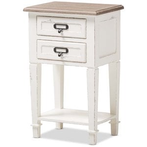 Baxton Studio Dauphine 2 Drawer Wood Nightstand in Weathered Oak White