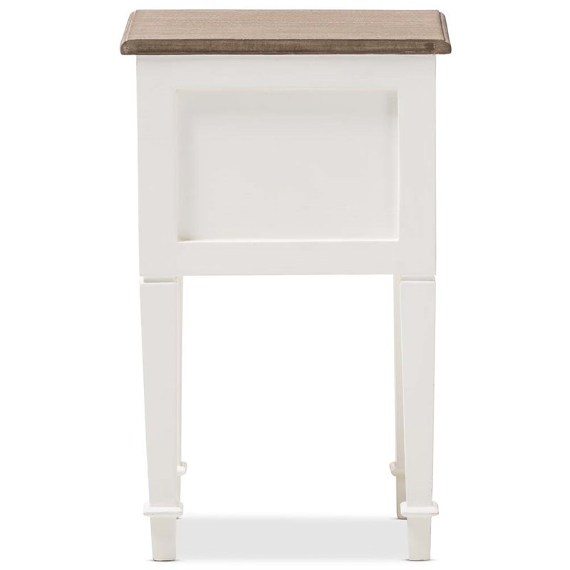Baxton Studio Dauphine 1 Drawer Wood Nightstand in Weathered Oak White