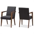 Baxton Studio Andrea Fabric Upholstered Arm Chair in Gray (Set of 2)