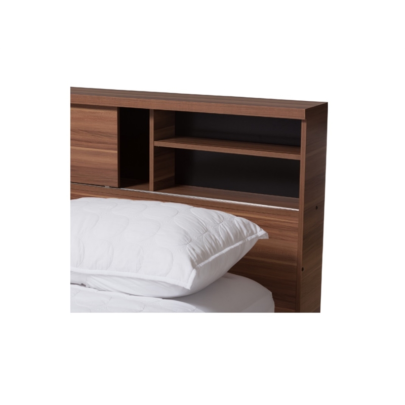 Baxton Studio Vanda Engineered Wood Queen Platform Bed in Black and Walnut