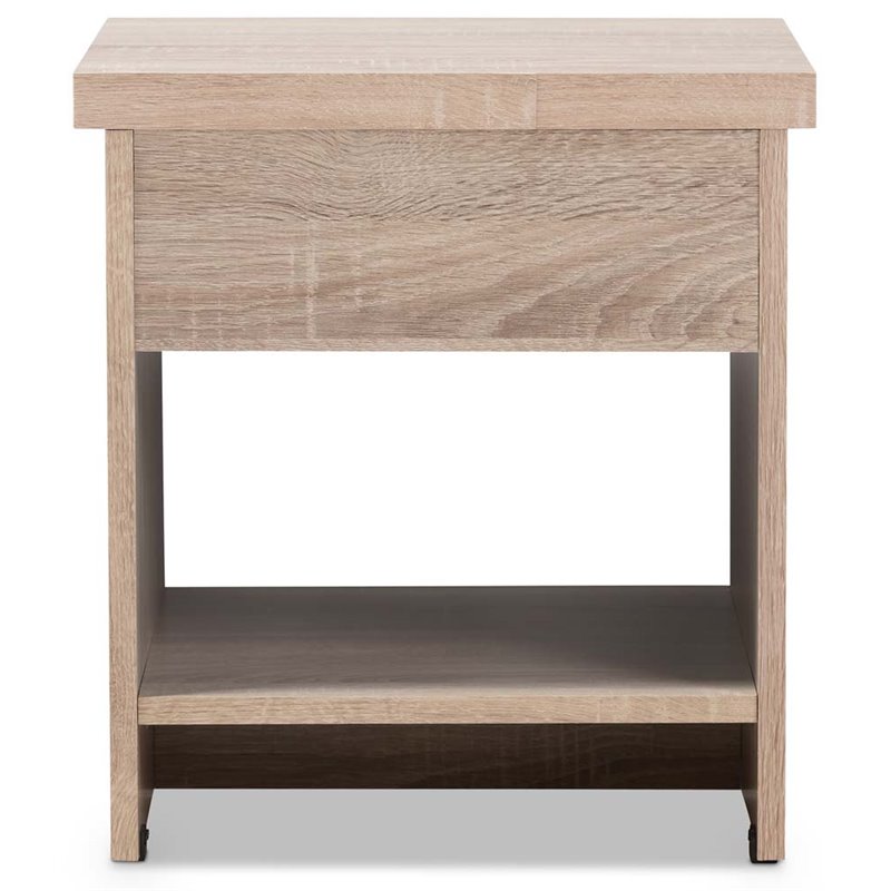 Baxton Studio Jamie 1 Drawer Wood Nightstand in Light Brown and Gray