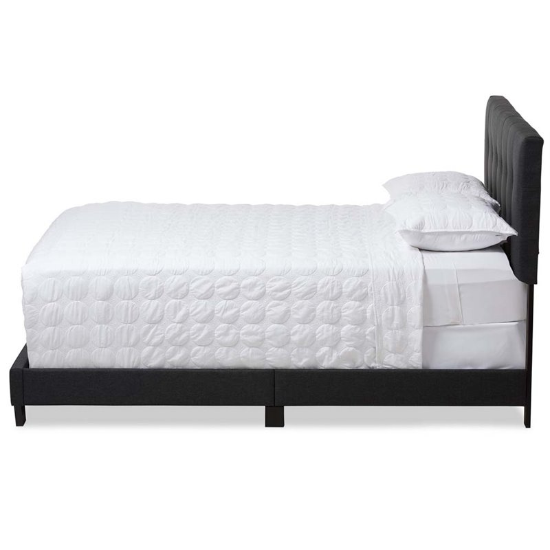 Baxton Studio Brookfield Upholstered Twin Panel Bed in Charcoal Gray