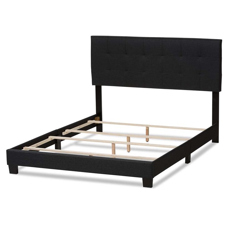Baxton Studio Brookfield Upholstered Twin Panel Bed in Charcoal Gray
