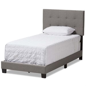 Baxton Studio Brookfield Upholstered Twin Panel Bed in Gray