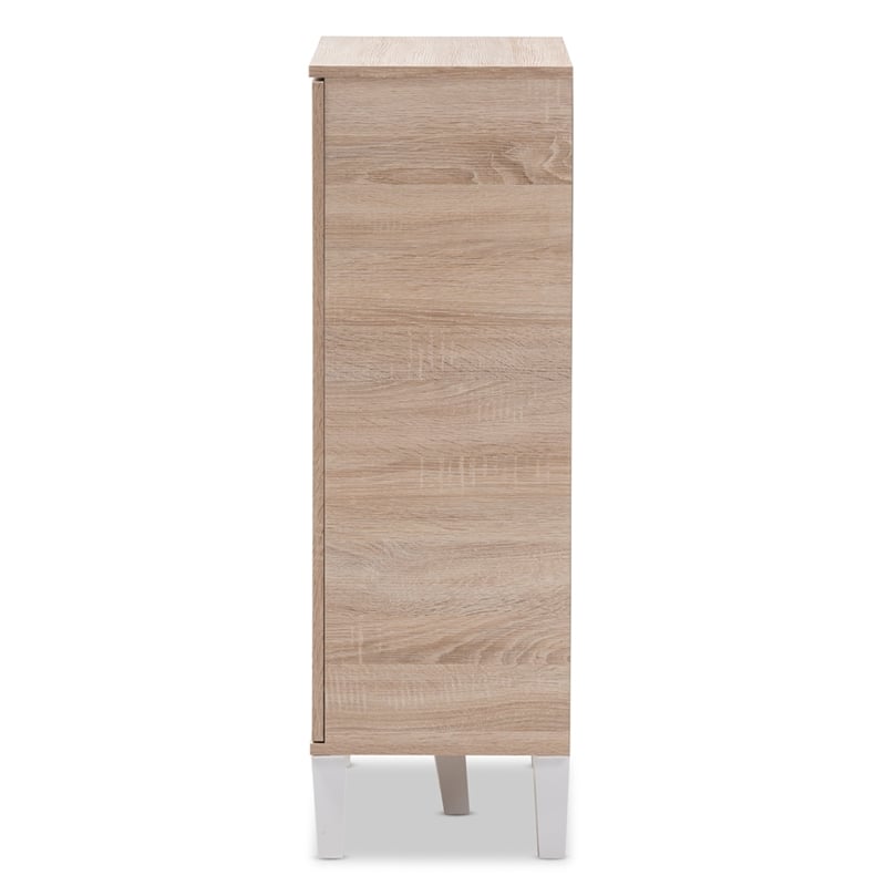 Baxton Studio Adelina Mid-Century 1-Door Wood Shoe Cabinet in Oak and Gray
