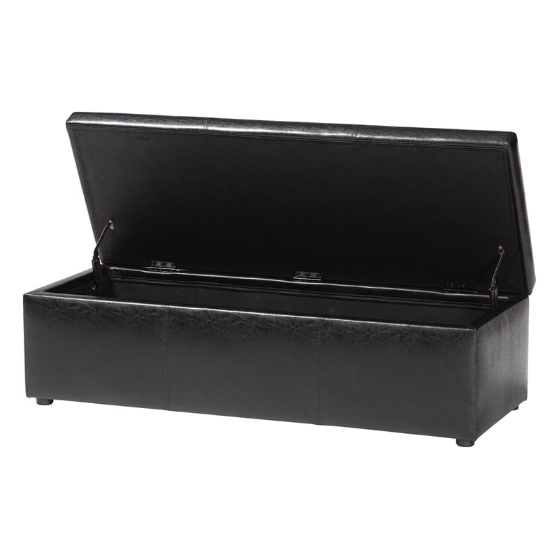 Baxton Studio Dennehy Faux Leather Multipurpose Storage Ottoman Bench