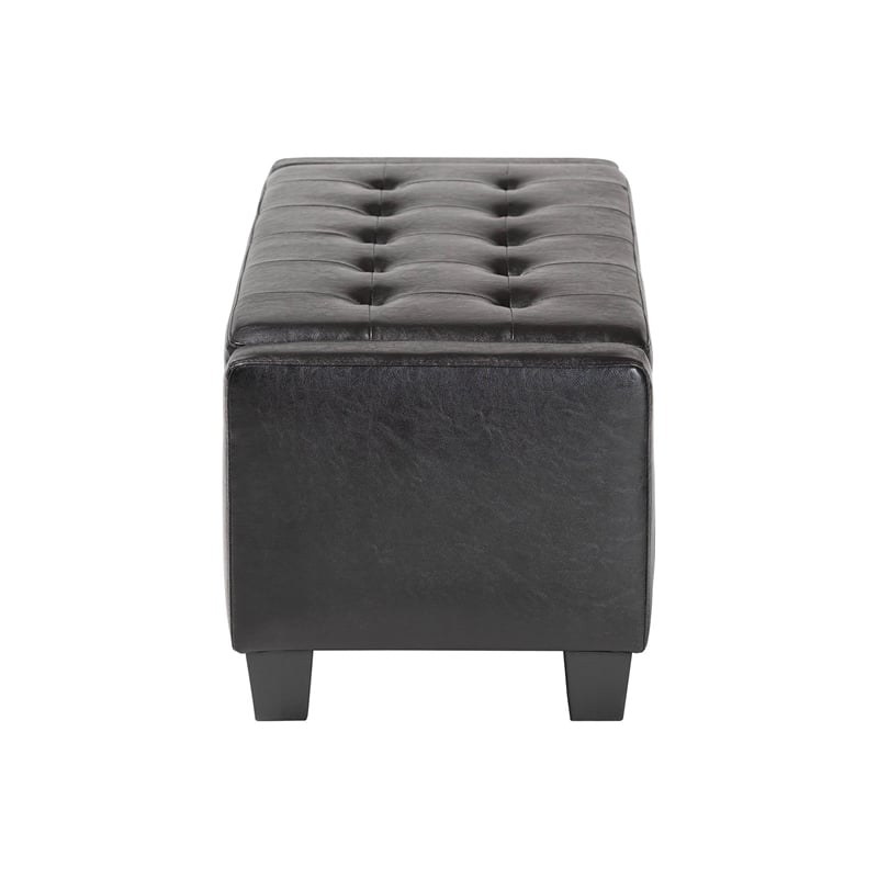 Baxton Studio Manchester Leather Tufted Storage Ottoman Bench in Black