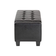 Baxton Studio Manchester Leather Tufted Storage Ottoman Bench in Black