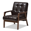 Baxton Studio Masterpieces Tufted Faux Leather Accent Chair in Brown