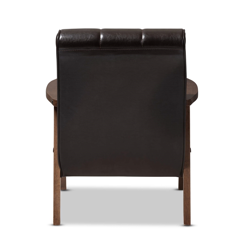 Baxton Studio Masterpieces Tufted Faux Leather Accent Chair in Brown