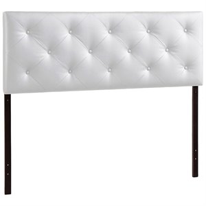 Baxton Studio Baltimore Faux Leather Tufted Queen Panel Headboard in White