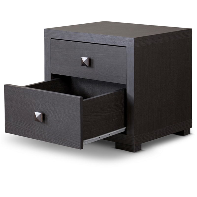 Baxton Studio Silverstone 2 Drawer Nightstand in Espresso