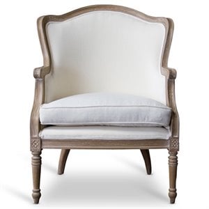 Baxton Studio Charlemagne Accent Chair in Beige and Brown Oak