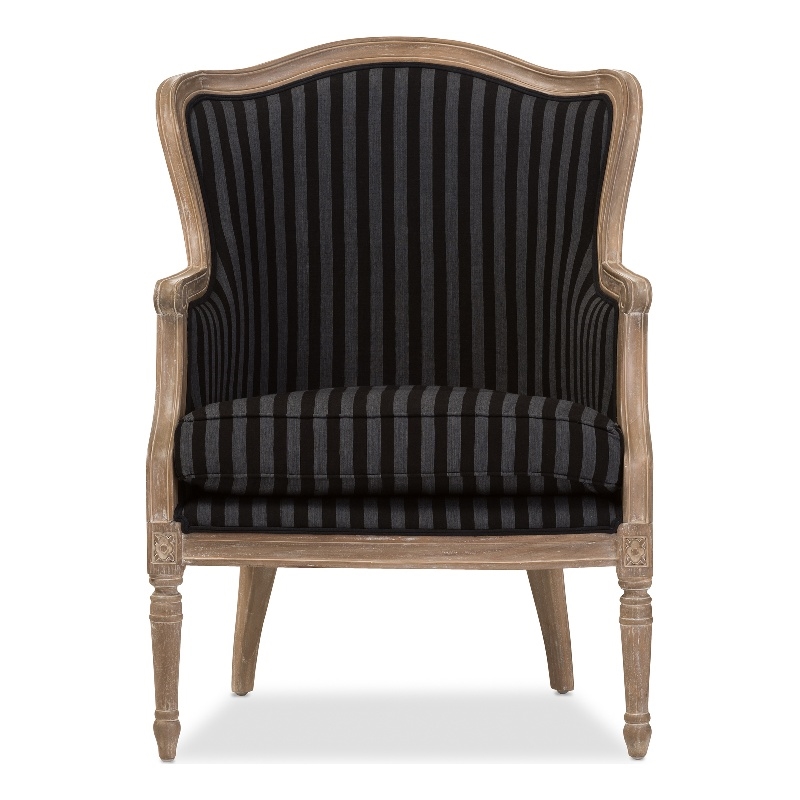 Baxton Studio Charlemagne Accent Chair in Black and Grey