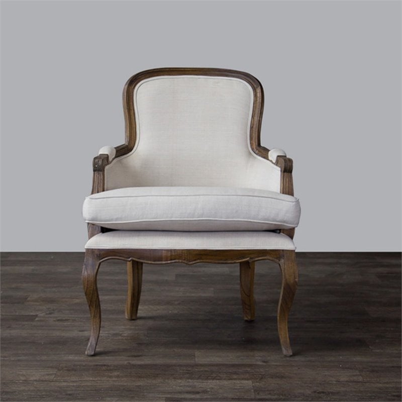 Baxton Studio Napoleon Accent Chair in Beige and Brown