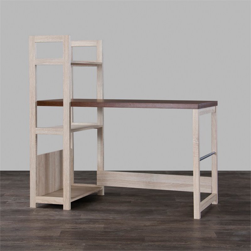 Baxton Studio Hypercube Writing Desk in Natural and Brown