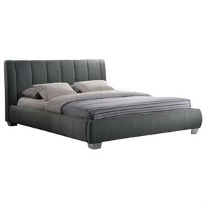 Baxton Studio Marzenia Upholstered Queen Low Profile Bed in Gray