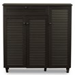 Baxton Studio Pocillo 3 Door Shoe Cabinet in Dark Brown