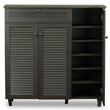 Baxton Studio Pocillo 3 Door Shoe Cabinet in Dark Brown