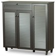 Baxton Studio Pocillo 3 Door Shoe Cabinet in Dark Brown