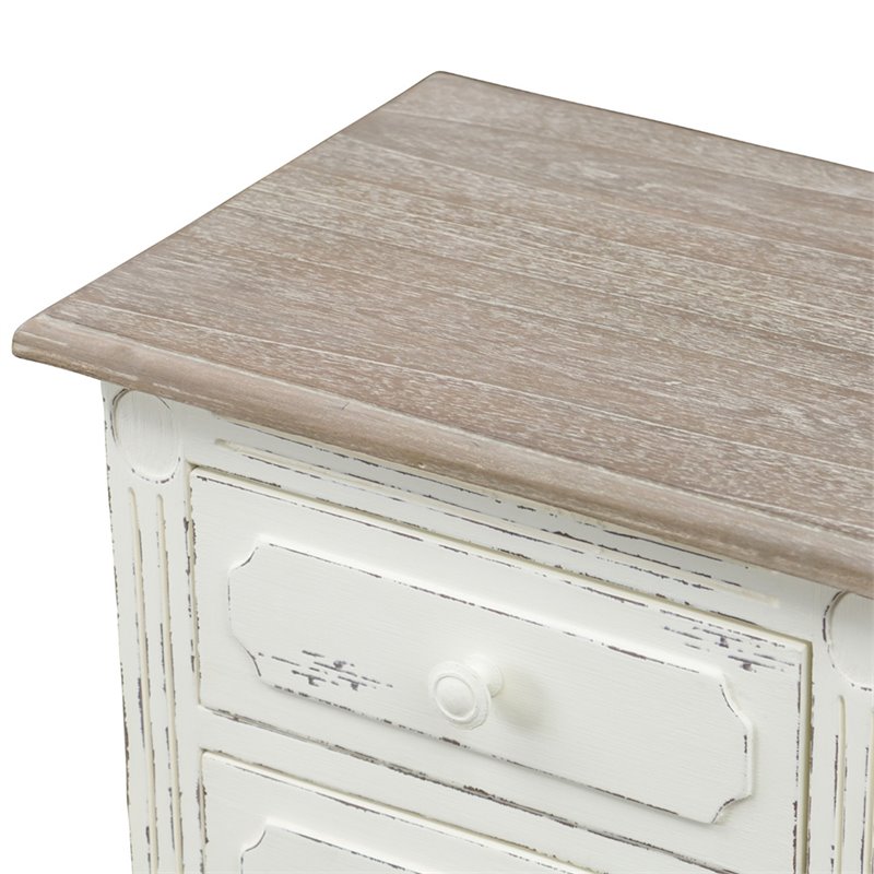 Baxton Studio Anjou 2 Drawer Nightstand in White and Natural