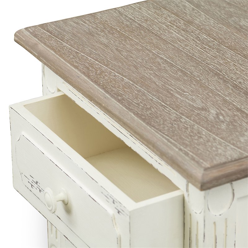 Baxton Studio Anjou 2 Drawer Nightstand in White and Natural