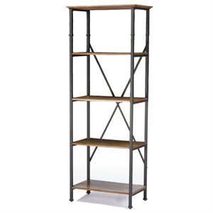 Baxton Studio Lancashire 4 Shelf Bookcase in Brown and Gray