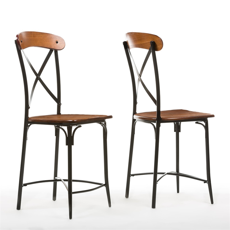 Baxton Studio Broxburn 5 Piece Counter Height Dining Set in Brown