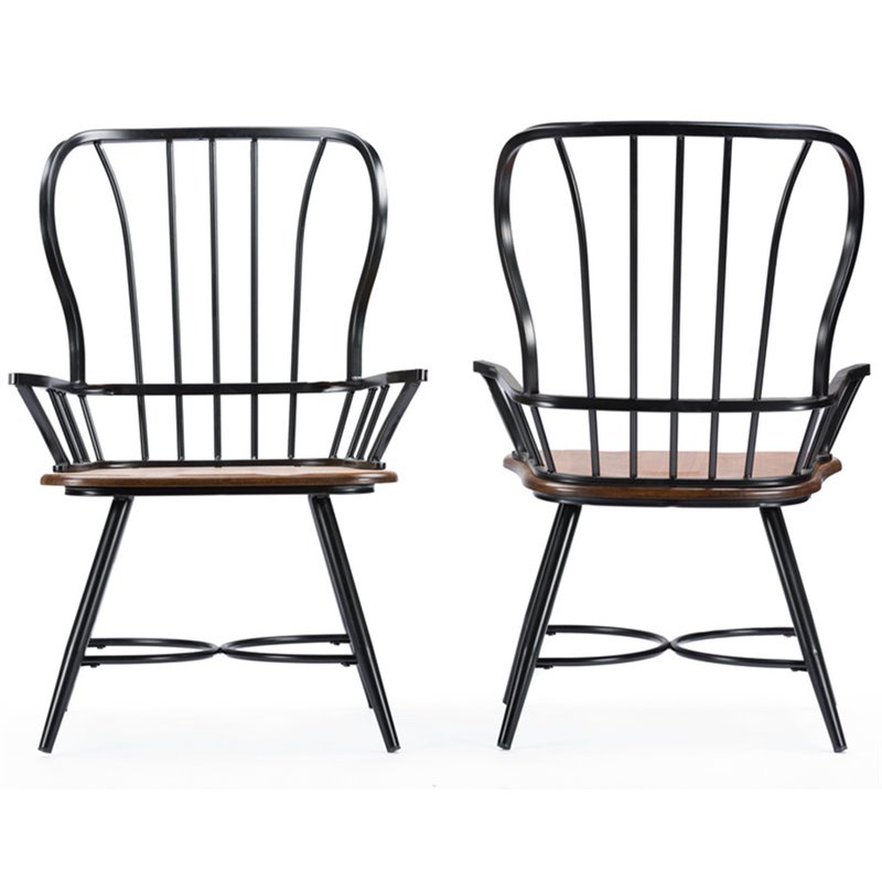 Baxton Studio Longford Windsor Dining Arm Chair in Black (Set of 2)
