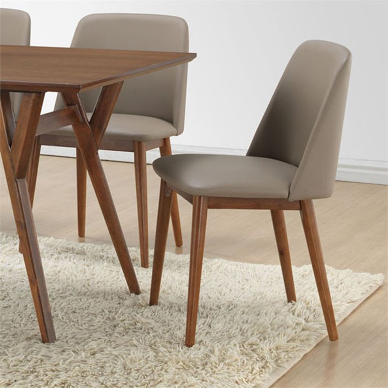 Baxton Studio Lavin Faux Leather Dining Side Chair in Beige (Set of 2)