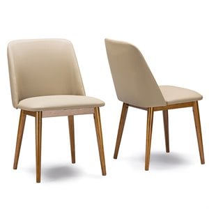 Baxton Studio Lavin Faux Leather Dining Side Chair in Beige (Set of 2)