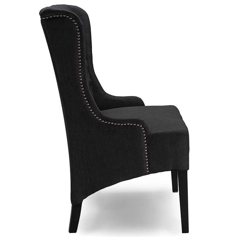 Baxton Studio Vincent Tufted Wingback Accent Chair in Gray and Black