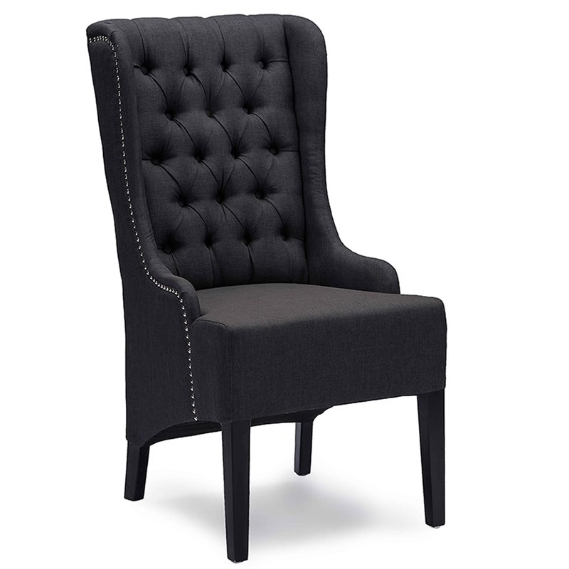 Baxton Studio Vincent Tufted Wingback Accent Chair in Gray and Black