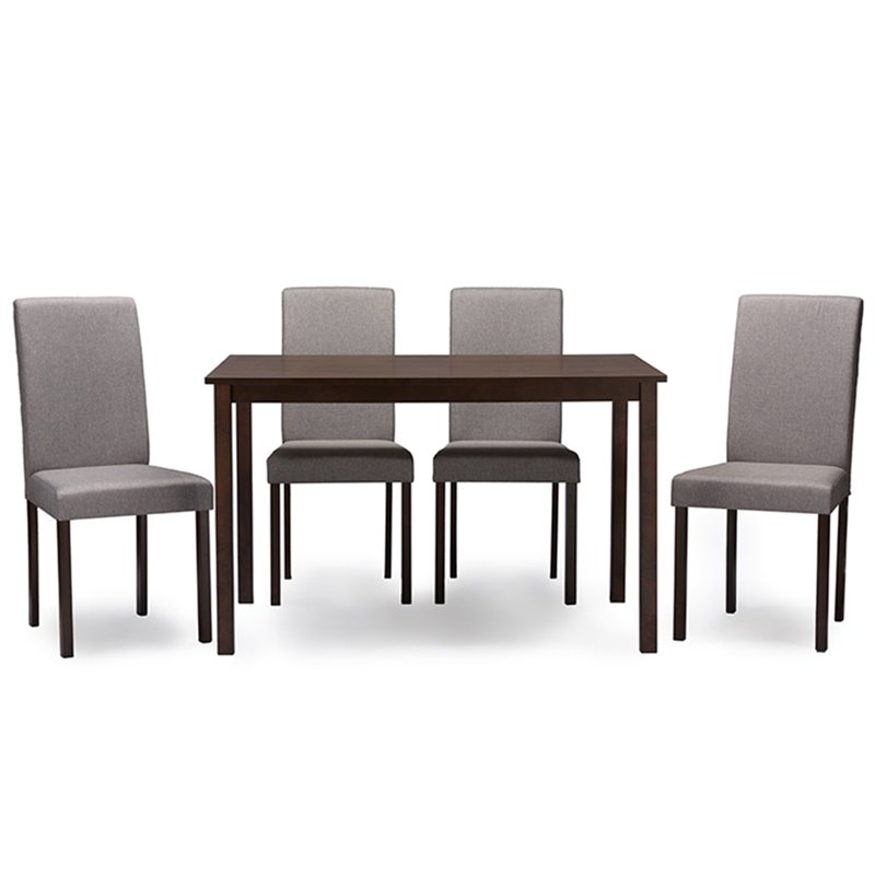 Baxton Studio Andrew 5 Piece Dining Set in Espresso and Gray