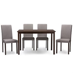Baxton Studio Andrew 5 Piece Dining Set in Espresso and Gray