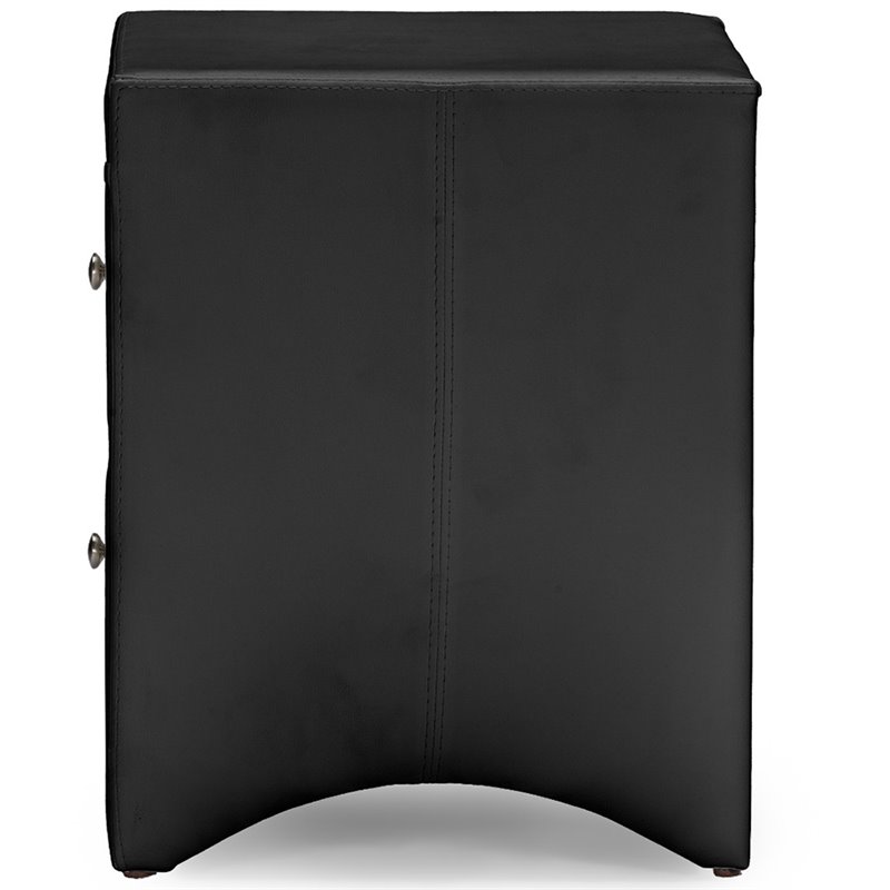 Baxton Studio Dorian 2 Drawer Faux Leather Nightstand in Black