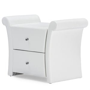Baxton Studio Victoria 2 Drawer Faux Leather Nightstand in Matte White