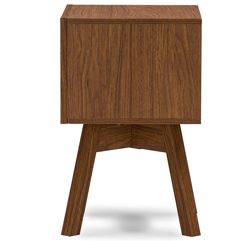 Baxton Studio Warwick 2 Drawer End Table in Walnut and White
