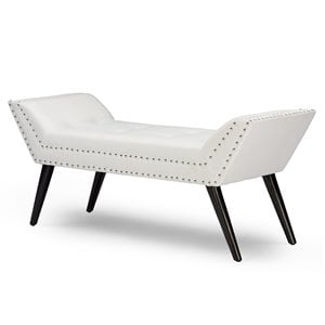 Baxton Studio Tamblin Faux Leather Tufted Ottoman Bench in White