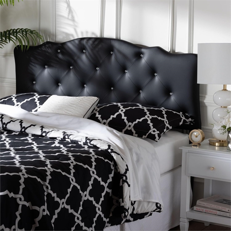 Baxton Studio Rita Faux Leather Tufted Full Panel Headboard in Black