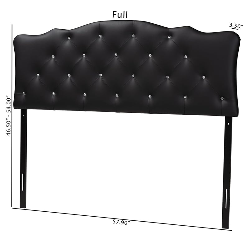 Baxton Studio Rita Faux Leather Tufted Queen Panel Headboard in Black