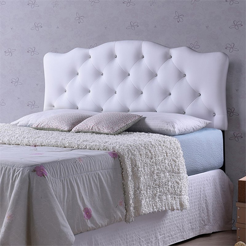 Baxton Studio Rita Faux Leather Tufted Queen Panel Headboard in White