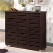 Baxton Studio Adalwin 3 Door Shoe Cabinet in Dark Brown