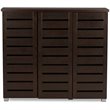 Baxton Studio Adalwin 3 Door Shoe Cabinet in Dark Brown