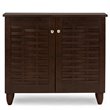 Baxton Studio Winda 2 Door Shoe Cabinet in Dark Brown