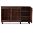 Baxton Studio Fernanda 3 Door Shoe Cabinet in Dark Brown